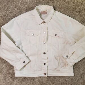 EVERLANE The Denim Jacket in "Bone" White | Women's M EUC | Classic Minimalist